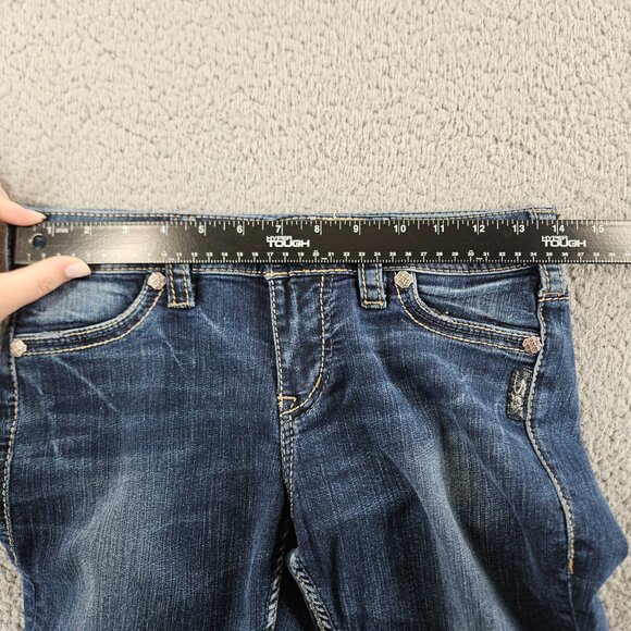 Silver Jeans Womens 26 (28x30) Blue Mod Rise Suki Super Skinny Embroidered - Picture 7 of 16